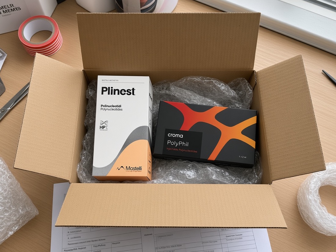 Пакування замовлення: Plinest і PolyPhil у коробці з бабл-плівкою